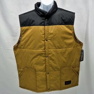 NWT Troll Co. Men's Redford Snap-Front Graphic Lined Vest Black/Saddle 3XL Moto